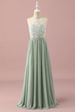 Green Lace and Chiffon Halter Junior Bridesmaid Dress