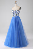 A-Line Sweetheart Mirror Royal Blue Ball Dress