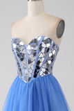 A-Line Sweetheart Mirror Royal Blue Ball Dress