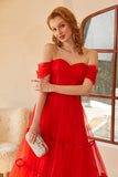 Red Off-the-Shoulder Ball Dress