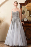 Grey A Line Beading Sparkly Mother of Bride Dress