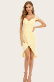 Yellow Bodycon Bridesmaid Dress with Pleats