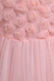 Pink Flower Girl Dress with Bowknot