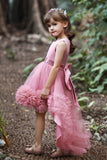 Blush High Low Flower Girl Dress with Flowers