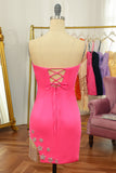 Pink Tight Cocktail Dress with Star and Fringes
