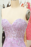 Tight Sweetheart Purple Short Cocktail Dress with Appliques