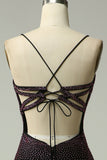 Dark Purple Spaghetti Straps Mermaid Ball Dress with Beading