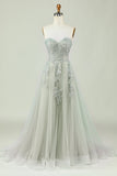 Sweetheart Beaded Light Green Long Ball Dress with Slit Front