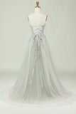 Sweetheart Beaded Light Green Long Ball Dress with Slit Front