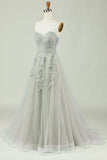 Sweetheart Beaded Light Green Long Ball Dress with Slit Front