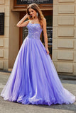 Stunning A Line Strapless Lilac Long Ball Dress with Beading