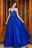 A-Line Sweetheart Royal Blue Ball Dress with Beading