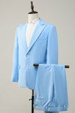 Peak Lapel Single Breasted Sky Blue Men's Prom Suits