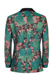 Green Shawl Lapel Jacquard Floral Pattern Men's Homecoming Suit Jacket Blazer