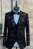 Dark Brown Shawl Lapel Jacquard Men's Prom Blazer