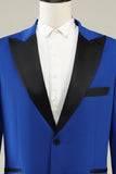 Slim Fit Peak Lapel One Button Blue Men's Prom Suits