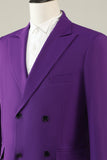 Purple Double Breasted 3 Piece Prom Homecoming Suits