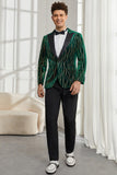 Dark Green Peak Lapel Men's Prom Blazer