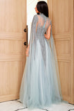 Luxurious A Line High Neck Long Party Dress with Beading