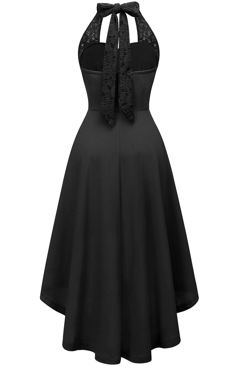 High Low Halter Black Vintage Dress