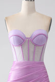 Lilac Mermaid Sweetheart Strapless Corset Ball Dress with Slit