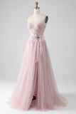 Sparkly A Line Sweetheart Strapless Tulle Ball Dress with Bow