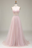 Light Pink A-Line Sweetheart Tulle Corset Ball Dress