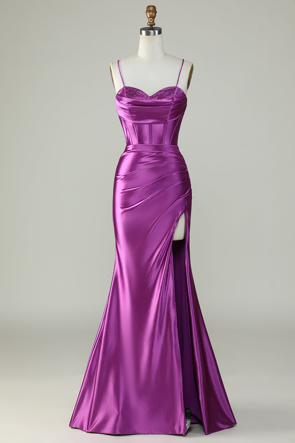 Royal Blue Spaghetti Straps Mermaid Long Ball Dress With Slit