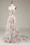 A-Line Sweetheart Long Corset Ball Dress With Flower