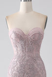 Sparkly Strapless Mermaid Sweetheart Corset Ball Dress with Appliques