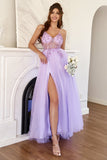 Purple Beading Tulle Ball Dress
