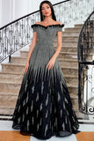 Sparkly Black Sequin Beaded Evening Dress