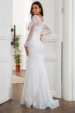 Mermaid White Mother Dress Long Sleeves