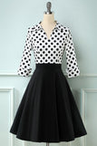 Black and White Polka Dots 1950s Dress