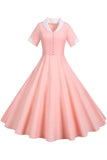 V Neck 1950s Swing Dress