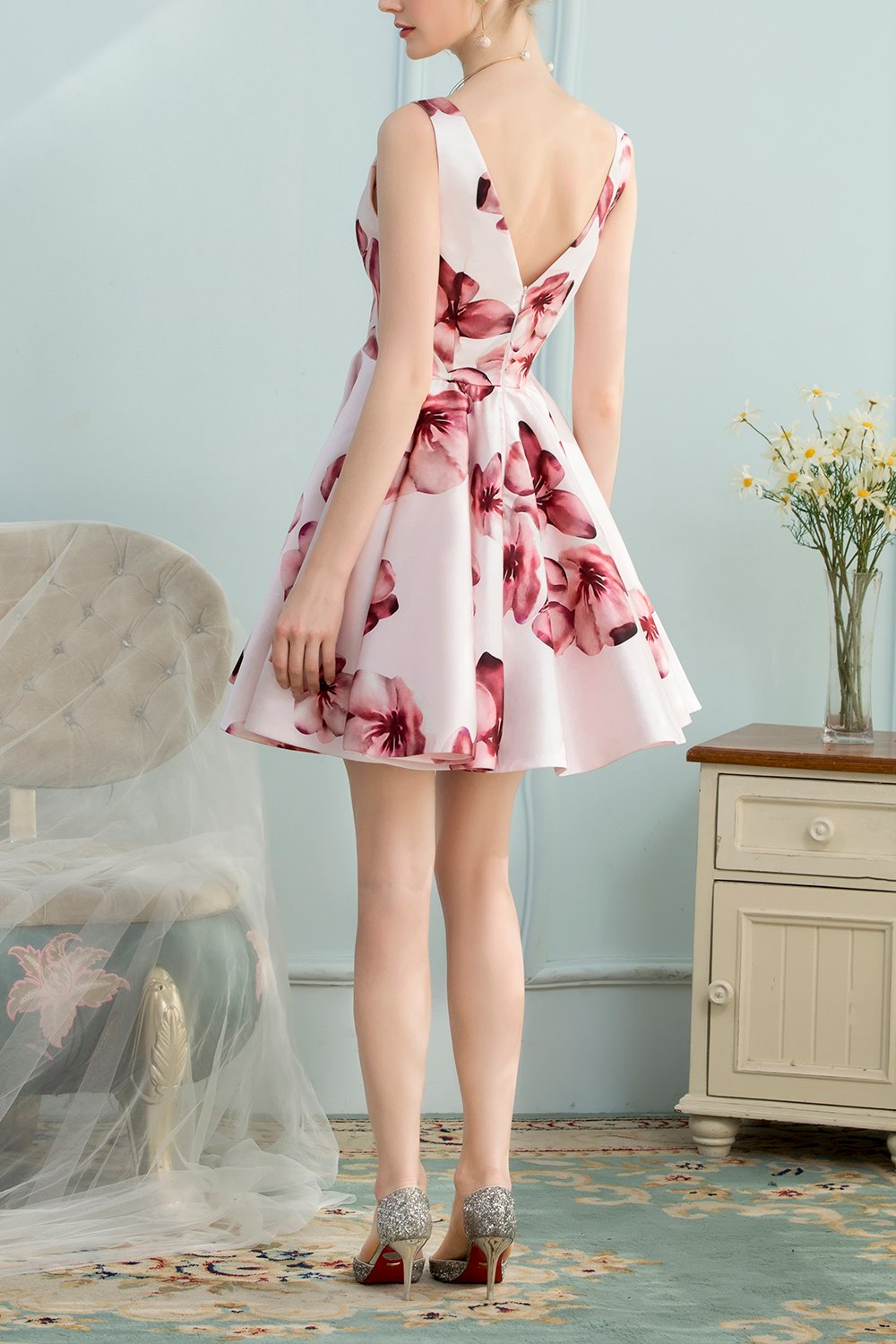 Flower Pink Cocktail Dress