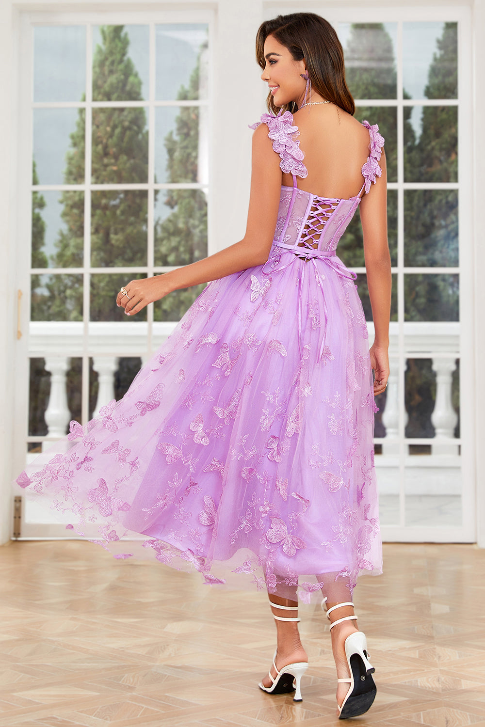 ZAPAKA Women Purple Prom Dress A Line Butterflies Appliques Sleeveless  Party Dress – ZAPAKA NZ