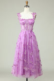 Purple A Line Butterflies Appliques Ball Dress