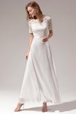 White A-Line Formal Dress With Lace