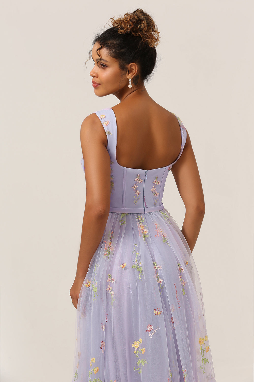 Princess A Line Sweetheart Light Purple Long Ball Dress with Embroidery