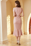 Pink Lace Bodycon 1960s Dress