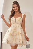 Champagne Cute A Line Sweetheart Short Cocktail Dress