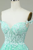 Cute A Line Spaghetti Straps Mint Short Cocktail Dress with Appliques