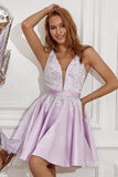 Purple Beading Satin Ball Dress with Appliques