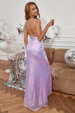 Lavender Sequin Ball Dress with Fringes