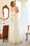 Elegant A Line Champagne Plus Size Ball Dress with Appliques