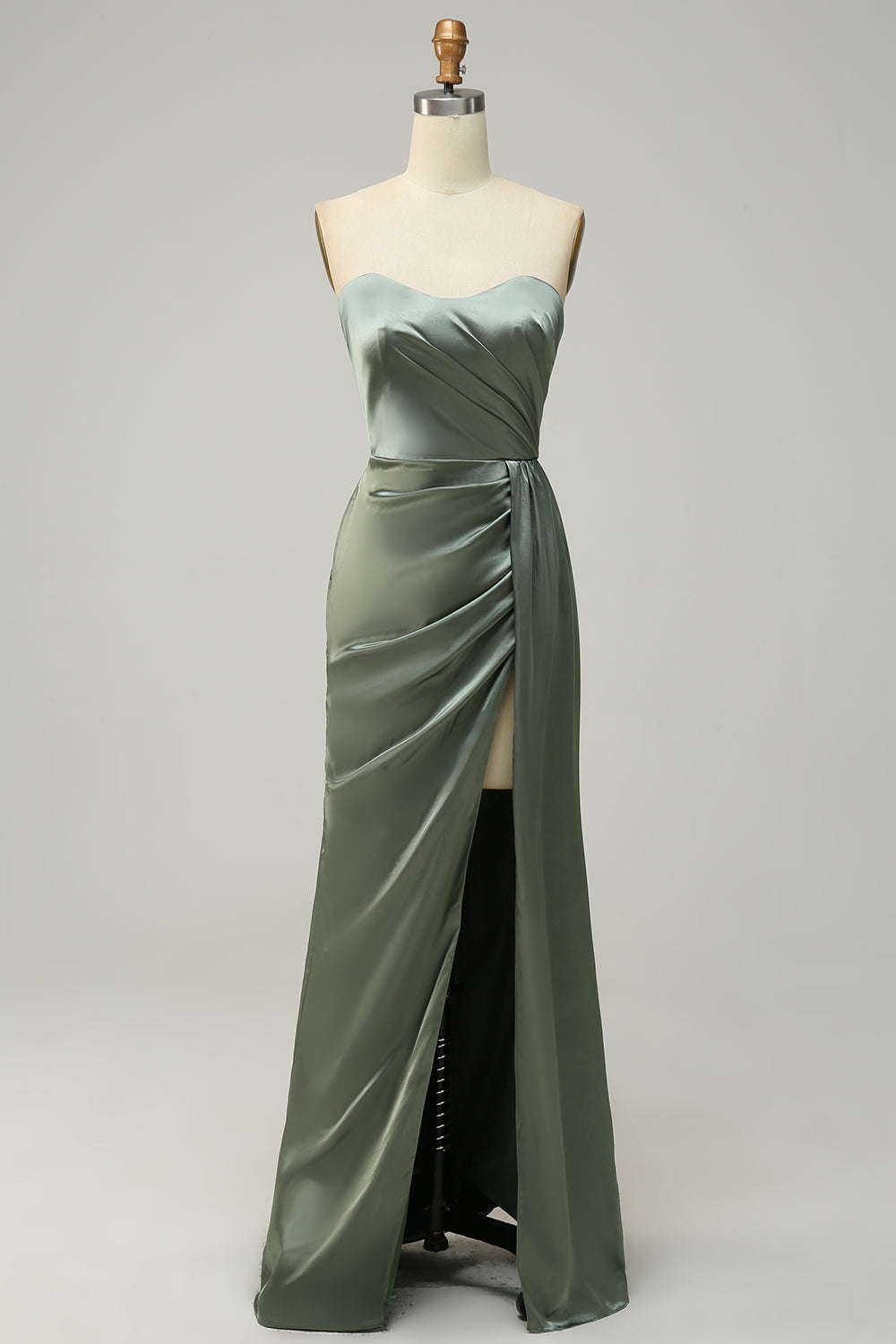 ZAPAKA Women Eucalyptus Long Bridesmaid Dress with Slit Strapless Sleeveless Wedding Party Dress ZAPAKA NZ ZAPAKA Women Eucalyptus Long Bridesmaid Dress with Slit Strapless Sleeveless Wedding Party Dress ZAPAKA NZ