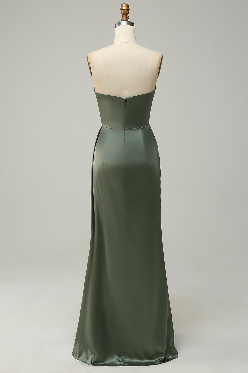 ZAPAKA Women Eucalyptus Long Bridesmaid Dress with Slit Strapless Sleeveless Wedding Party Dress ZAPAKA NZ ZAPAKA Women Eucalyptus Long Bridesmaid Dress with Slit Strapless Sleeveless Wedding Party Dress ZAPAKA NZ