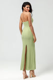 Lemon Green Mermaid Strapless Long Bridesmaid Dress