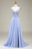 A-Line Lavender Long Ball Dress with Appliques